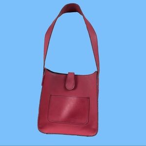 Burgundy Faux Leather Shoulder Bag